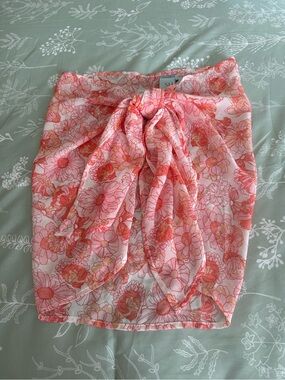 Shade & Shore Coral and Pink Floral Tie-Front Sarong